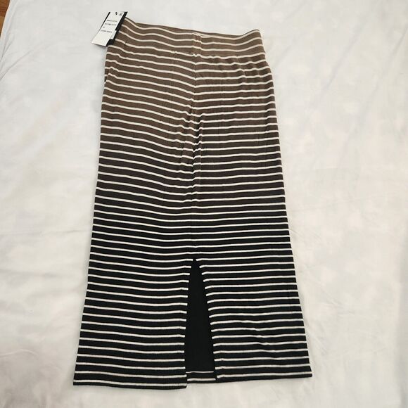 ATM Anthony Thomas Melillo XS Black Combo Dip Dye Slit Hem Striped Skirt - Picture 7 of 13